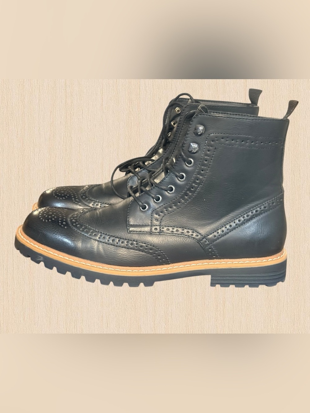 Club Room Black Leather Chukka-Style Lace-Up Boots